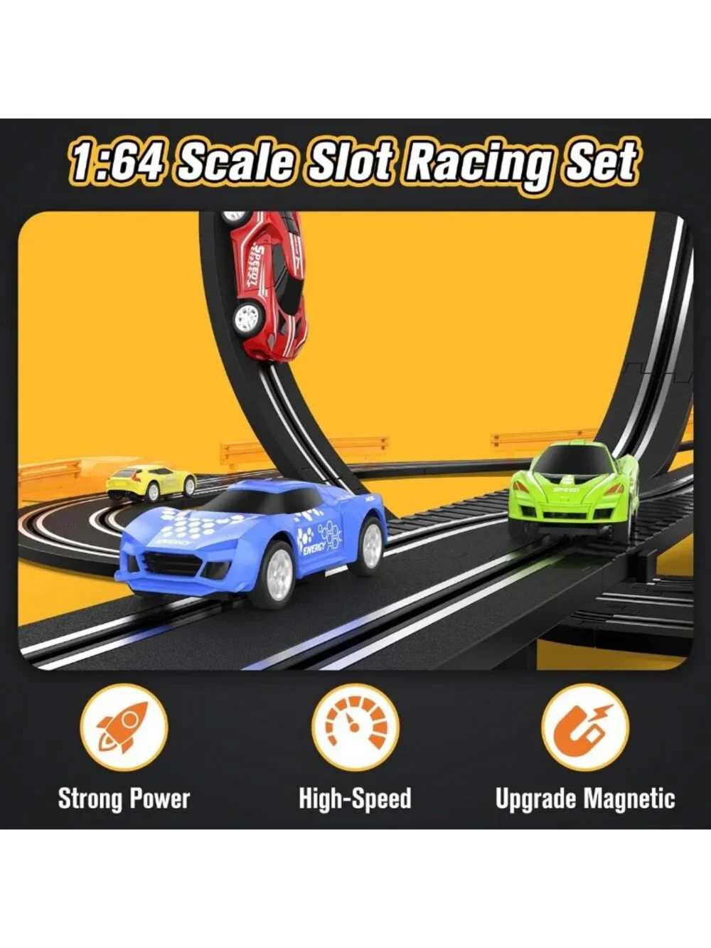 High-Speed Slot Car Race Track Set with 4 Cars & Dual Controllers - Fun Gift for